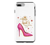 Une Reine est née Le 1er Avril Célébration d'anniversaire Glamour Coque pour iPhone 7 Plus/8 Plus