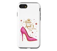 Une Reine est née Le 1er Avril Célébration d'anniversaire Glamour Coque pour iPhone SE (2020) / 7/8