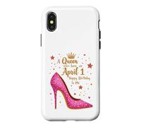 Une Reine est née Le 1er Avril Célébration d'anniversaire Glamour Coque pour iPhone X/XS