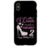 Une Reine est née Le 2 août, fête « Joyeux Anniversaire à Moi » Coque pour iPhone X/XS