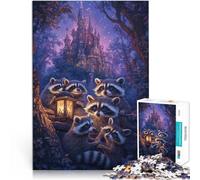 Une Rencontre Fantastique avec Un Raton Laveur Puzzles 1000 pièces pour Adolescents Jeu de Quiz décoration Murale 38x26cm