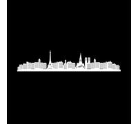 une représentation de la silhouette du paysage urbain parisien, avec notamment la tour Eiffel et les cathédrales emblématiques Stickers muraux 30x147cm Décoration de magasin Blanc
