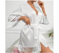 Une robe de chambre courte pour femme, de couleur unie, convenant au printemps et à l'été. Idéale pour le port à la maison, à l'hôtel, pour les fêtes, la natation, l'usage domestique, la saison des ma