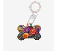 Une rose avec des médailles personnalisées riches en acrylique de qualité, étiquettes d'identification personnalisées pour animaux de compagnie, élégantes et durables