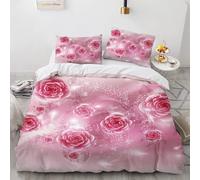 Une Rose Housse De Couette Personnes X Cm Avec Taies D'oreiller X Cm Polyester-Coton House De Couette Doux Confortable Linge De Lit