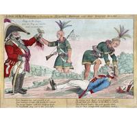 Une scène sur les frontières telle que pratiquée par les Britanniques humains et leurs dignes alliés. Après un travail c. 1812 par WIlliam Charles, un graveur et immigrant écossais aux États-Unis qui
