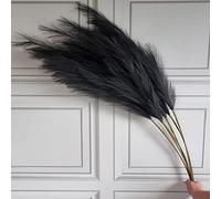 Une seule tige artificielle de pampa en herbe de 115 cm de long, moelleuse et colorée, décor de style fleur séchée (noir)