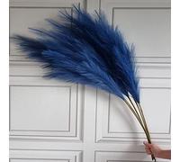 Une seule tige artificielle de pampa en herbe, grande tige de 115 cm de long, moelleuse et colorée, décor de style fleur séchée (bleu marine)