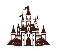 une silhouette classique d'un château de conte de fées parfait Stickers muraux 42x42.6cm Peinture murale artistique Café