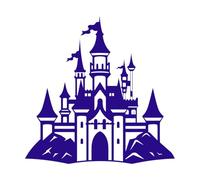 une silhouette classique d'un château de conte de fées parfait Stickers muraux 54.6x55.4cm Plusieurs tailles disponibles Bleu foncé