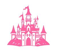 une silhouette classique d'un château de conte de fées parfait Stickers muraux en vinyle 54.6x55.4cm Multicolore Rose