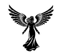 une silhouette d'ange Stickers gravés 42x43.2cm Décoration de magasin Noir