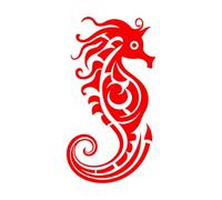 une silhouette d'hippocampe stylisée d'inspiration tribale Stickers muraux 54.4x101.9cm Stickers pour vitres Rouge
