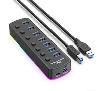 Une solution pratique Hub USB avec sept ports haute vitesse et des fonctionnalités uniques de contrôle de l'alimentation