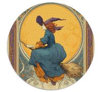Une sorcière chevauchant Un Balai, et Une Immense Lune Jaune. 1000pcs (67.5x67.5cm) Puzzles Adaptés Aux Adultes Et Aux Personnes Âgées De 14 Ans Et Plus