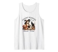 Une sorcière d'halloween lisant des lecteurs effrayants | Black Cat Book Club Débardeur