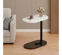 Une table d'appoint moderne et minimaliste en forme de C pour le canapé, une petite table basse pour le salon, un meuble gain de place pour les petits appartements, disponible en quatre styles. bois