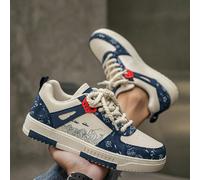 (Une taille plus petite) Baskets plates décontractées à imprimé aléatoire pour hommes, chaussures de loisirs polyvalentes, confortables et . Chaussures de randonnée pour hommes, chaussures de couple, 