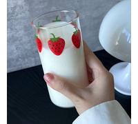 , Une tasse en verre borosilicaté haute résistance à la chaleur de 350 ml avec un motif de fraise frais et simple, convenant à une utilisation au bureau et à la maison, pour les quatre saisons, Noël e