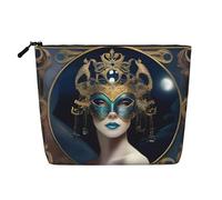 Une trousse de maquillage MoonlitMasquerade (1) résistante à l'eau en faux lin avec fermeture éclair pour vos besoins quotidiens ou de voyage, Noir , Taille unique