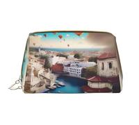 Une trousse de maquillage portable en cuir Travel Dreams pour cosmétiques, articles de toilette et essentiels quotidiens, blanc, Taille unique