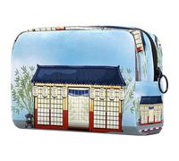 Une trousse de maquillage traditionnelle japonaise pour femme, trousse de toilette de voyage, grande pochette de maquillage pratique avec fermeture éclair, multicolore, 18.5x7.5x13cm/7.3x3x5.1in,