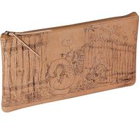 Une Trousse Scolaire Plate Multifonctions Rangement Crayons/Stylos/Feutres/Pinceaux Motif ''astérix Crayonnés'' Visuel ''retour De Chasse'' Couleur Kraft Beige 11 X 22 Cm