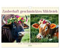 Une vache laitière décorée comme par magie, Version française (Calendrier mural 2026 DIN A4 portrait), Calendrier CALVENDO mensuel