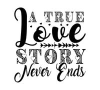 Une véritable histoire d'amour ne finit jamais, même à la Saint-Valentin. Stickers muraux 67.2x70.6cm Culture du tatouage Noir