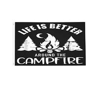 Une Vie Meilleure Autour D'Un Feu De Camp Bannière Décoratif Drapeau De Jardin Résistant Aux Intempéries Drapeaux Pour Porche Cour Mur 90X150Cm