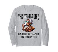 Une Vieille Dame Cool Qui boit du café Attitude Rock N Roll Funny Manche Longue