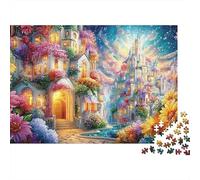 Une Ville enchantée de Fleurs au crépuscule Puzzle De 1000 Pièces Ville rêvée Puzzles Classiques pour Toutes Les Âges 38x26cm/1000pcs