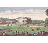 Une vue de face du palais royal de Kensington. Après une impression datée de 1751 publiée par Robert Sayer. Colourisation ultérieure. Poster imprimé par Ken Welsh (18 x 10)
