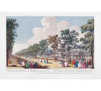 Une vue de la grande promenade dans les jardins de Vauxhall prise de l'entrée Londres Angleterre. Après une gravure colorée à la main par Edward Rooker d'après une œuvre de Canaletto. Affiche datée de