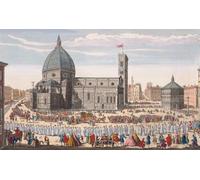 Une vue de l'église cathédrale de Florence et la grande procession de l'hôte. Après une gravure colorée à la main publiée à Londres 1750. Poster imprimé par Ken Welsh (17 x 10)