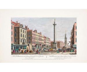 Une vue du monument érigé en mémoire du terrible feu en 1666. Londres Angleterre. Après une impression datée de 1752 d'une œuvre de Caneletto. Publié par Robert Sayer. Colourisation ultérieure. Poster