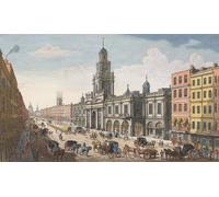 Une vue du Royal Exchange Londres. Après une impression datée de 1751 par Thomas Bowles. Colorisation ultérieure. Poster imprimé par Ken Welsh (45,7 x 25,4 cm)