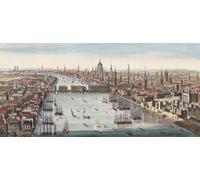 Une vue générale de la ville de Londres à côté de la Tamise. Après une impression datée de 1751 à partir d'une œuvre de Thomas Bowles. Publié par Robert Sayer. Colourisation ultérieure. Poster imprimé