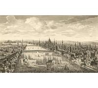 Une vue générale de la ville de Londres à côté de la Tamise. Après une œuvre du milieu du XVIIIe siècle par un artiste non identifié imprimée à Londres. Poster imprimé par Ken Welsh (48 x 28 cm)