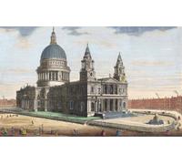 Une vue nord-ouest de la cathédrale Saint-Paul de Londres. Après une impression du 18ème siècle réalisée par J.M. Muller et publiée par Robert Sayer. Poster imprimé par Ken Welsh (17 x 10)