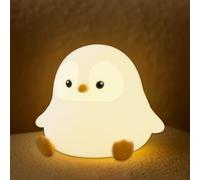 UNEEDE Veilleuse pingouin, veilleuse d'allaitement pour enfants, lampe de chevet en silicone, veilleuse de Pâques avec oreilles de lapin, lampe de table LED tactile rechargeable(position assise)