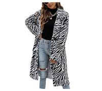 UNeedVog Veste Sherpa Féminine Fausse Toison Manteau Zébra Imprimer En Fausse Fourrure Vestes Midi Revers