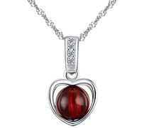 Unendlich U 925 Argent Grenat 3D Forme de Cœur Collier Pendentif pour Femme/Filles Cadeau