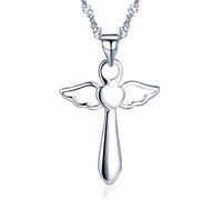 Unendlich U 925 Argent Simple Ailes d'anges Croix Pendentif Femme Collier avec 45cm Chaîne (Avec Sac Cadeau)