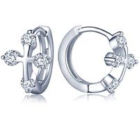 Unendlich U Boucle d'oreille de femme en argent 925 et zircon bague d'oreille de la croix brillante religieuse