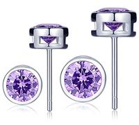 Unendlich U Boucle d'oreille de femme en argent 925 et zircon violet clou d'oreille simple deux tailles(2 paires)
