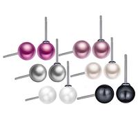 Unendlich U Boucle d'oreille de femme fille en argent 925 et perle coloré clou d'oreille de perle(6 paires)