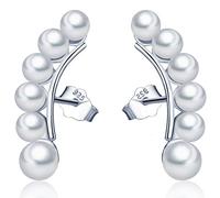 Unendlich U Boucle d'oreille de perle pour femme fille en argent 925 Les perles dans une rangée Style unique
