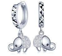 Unendlich U Boucle d'oreille éléphant élégant en 925 argent orné zircon cubique Bague d'oreille pour femme fille mère comme cadeau