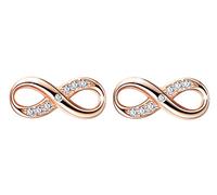Unendlich U Boucle d'oreille en argent 925 Le symbole infini Clou d'oreille orné zircon Cadeau Noël Anniversaire pour femme fille Couleur d'or rose